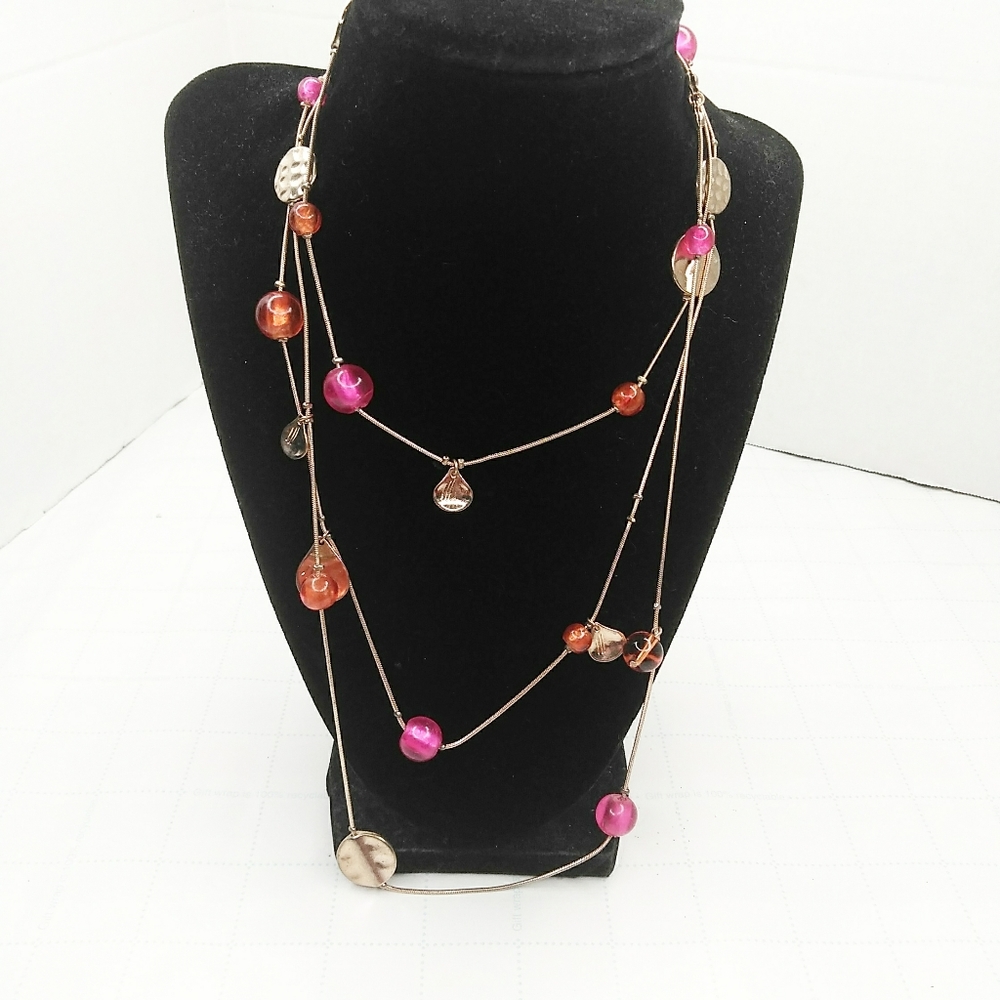 Extra Long Single Strand Glass Beaded necklace